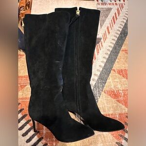 Boden tall black suede zip up boots